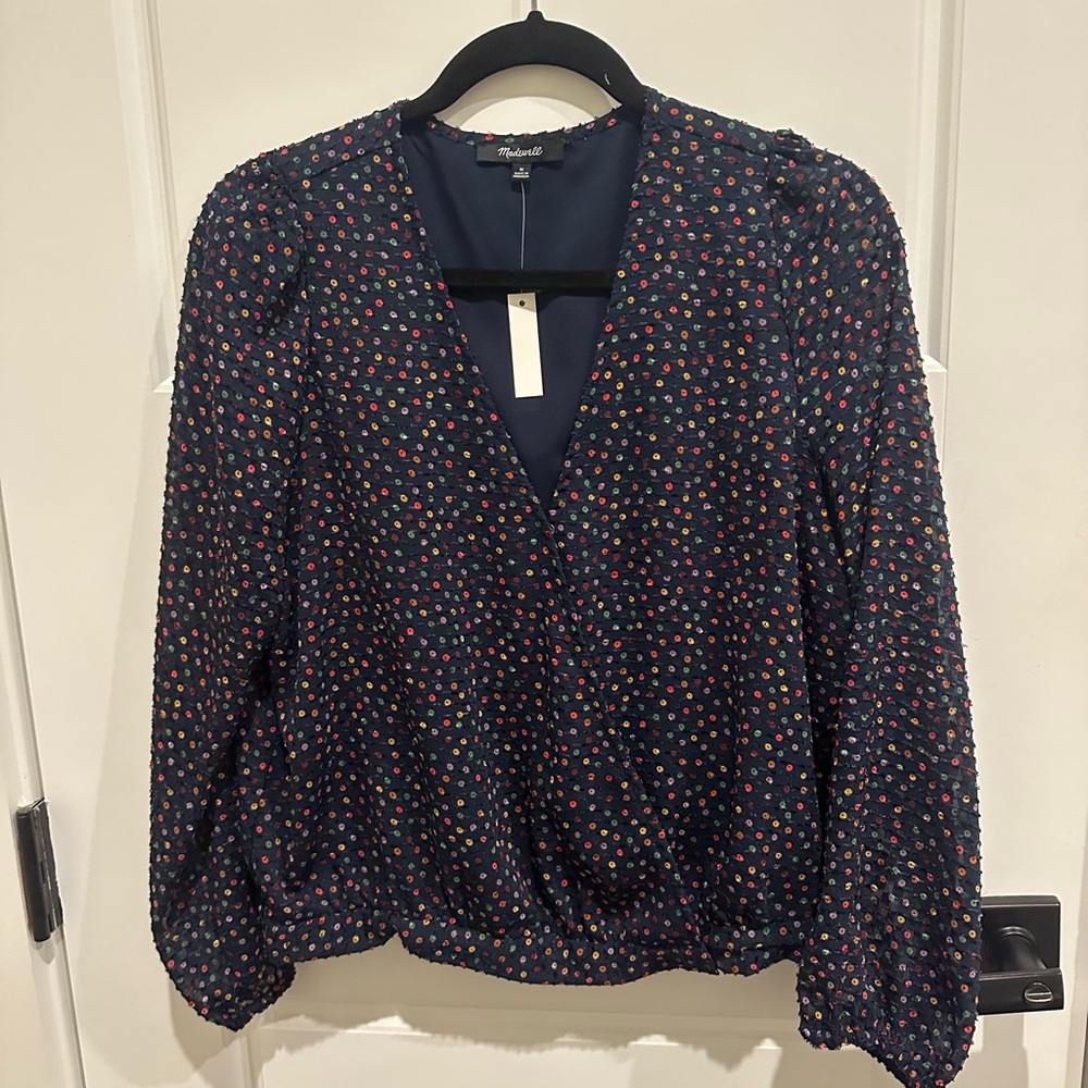 Polka Dot Blouse - Navy